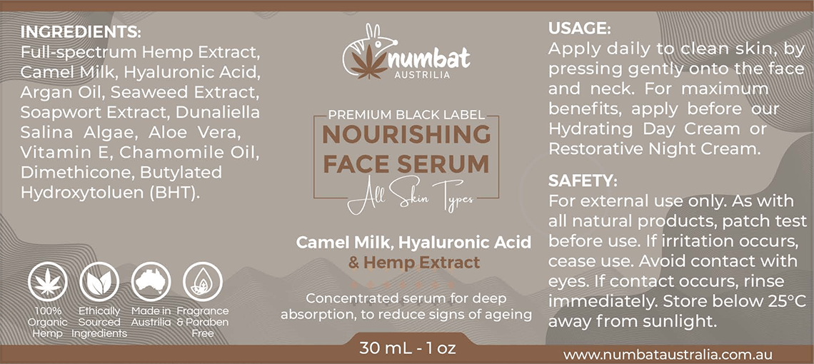 Numbat Australia Health Products Numbat Hemp infused nourishing face serum for all skin types