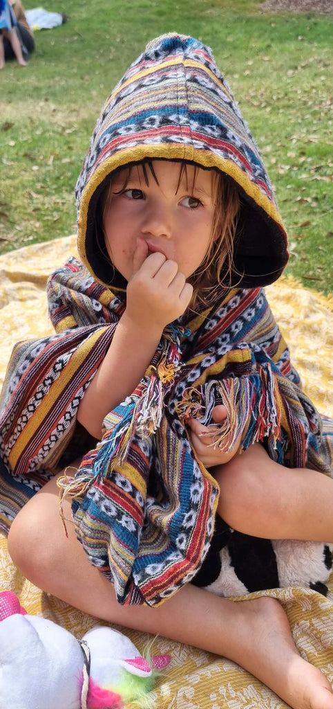 Baja Hooded Fleece Poncho - KIDS SIZE