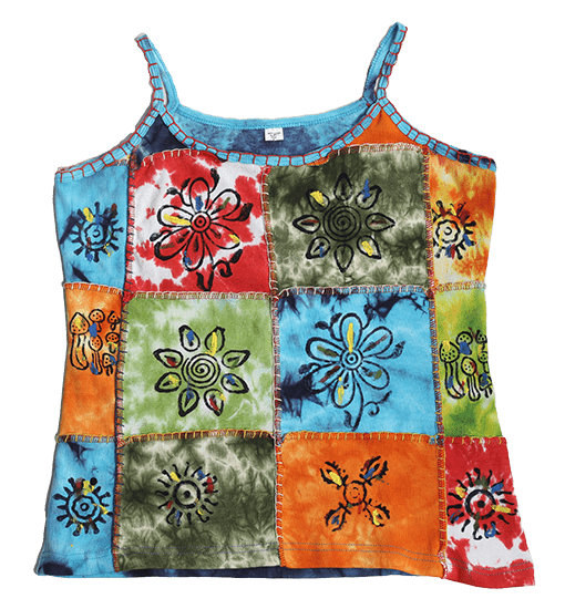 Numbat Australia Clothing Festival patchwork tie dye singlet top