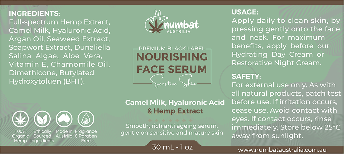 Numbat Australia Health Products Numbat Hemp infused nourishing face serum for sensitive skin