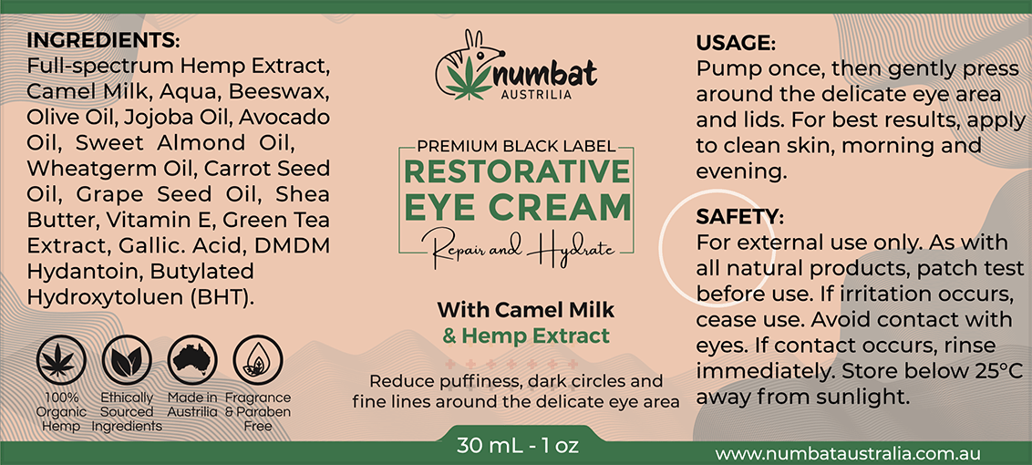 Numbat Australia Health Products Numbat Hemp infused restorative eye cream