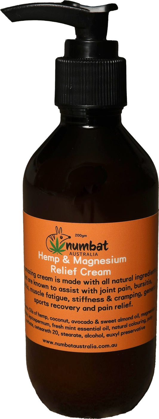 Numbat Australia Health Products Numbat Skin Natural Hemp & Magnesium Relief Cream 200gm Pump