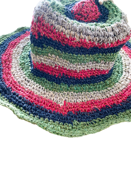 Numbat Ladies Striped Crochet Hemp Sunhat