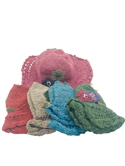 Numbat Australia Hats Numbat Ladies Flower Front Crochet Hemp Sunhat