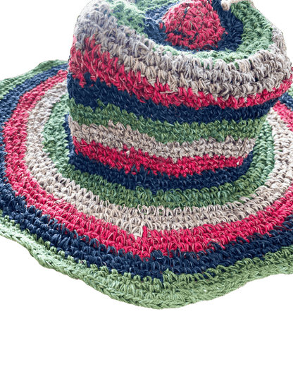 Numbat Australia Hats Numbat Ladies Striped Crochet Hemp Sunhat